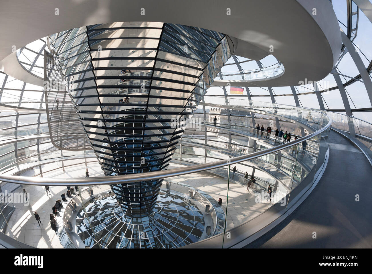 Interior of the cupola, designed by Sir Norman Foster, Reichstag German Parliament building Berlin, Germany Stock Photo