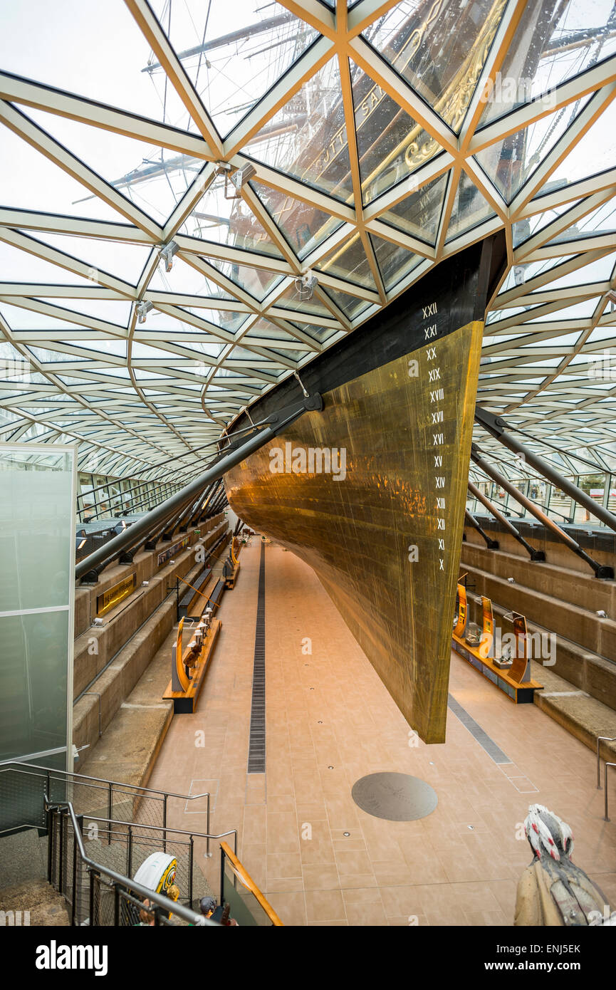 Cutty Sark is a British Clipper ship dating from 1869 and now is a permanent museum exhibit on display in Greenwich, England Stock Photo