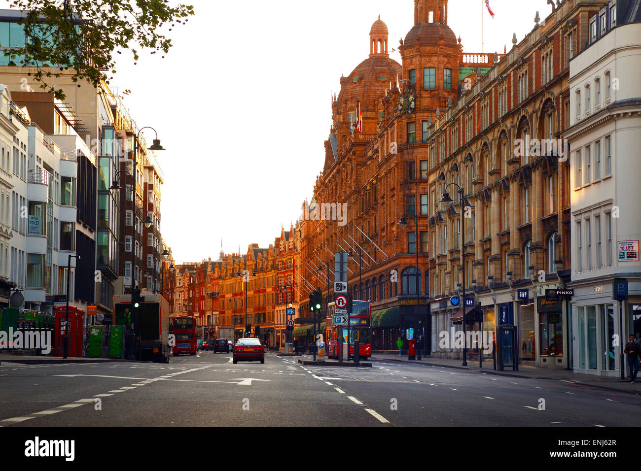 Knightsbridge in London at Dawn Stock Photo