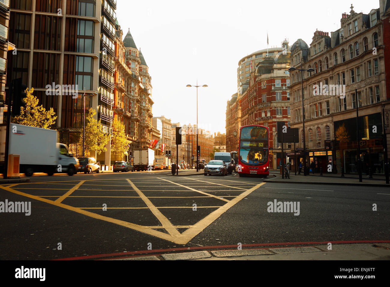 Knightsbridge in London at Dawn Stock Photo