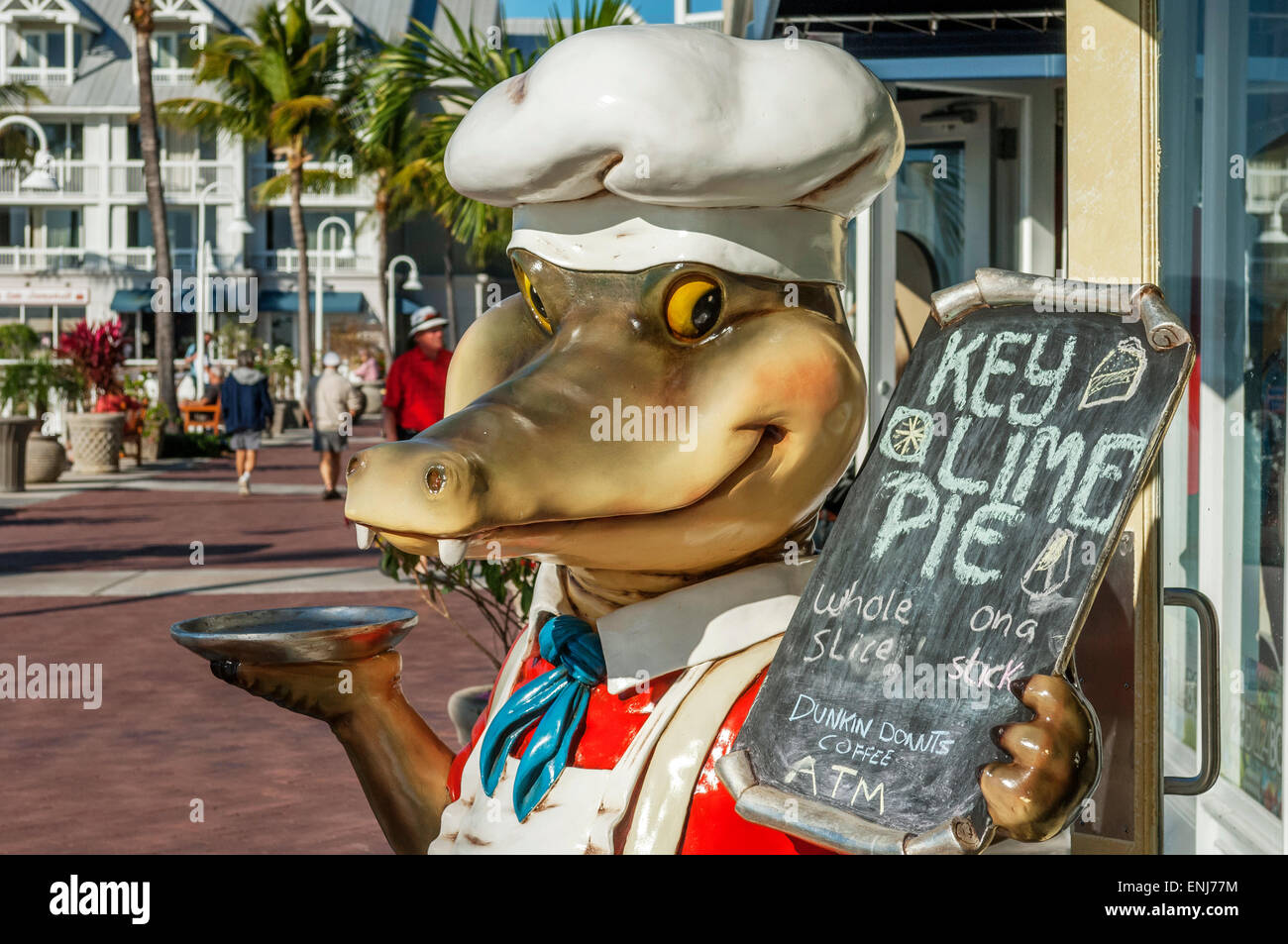 Gator Joe's alligator chef statue in Key West advertising Key Lime Pie. Key West.Florida Keys. USA Stock Photo