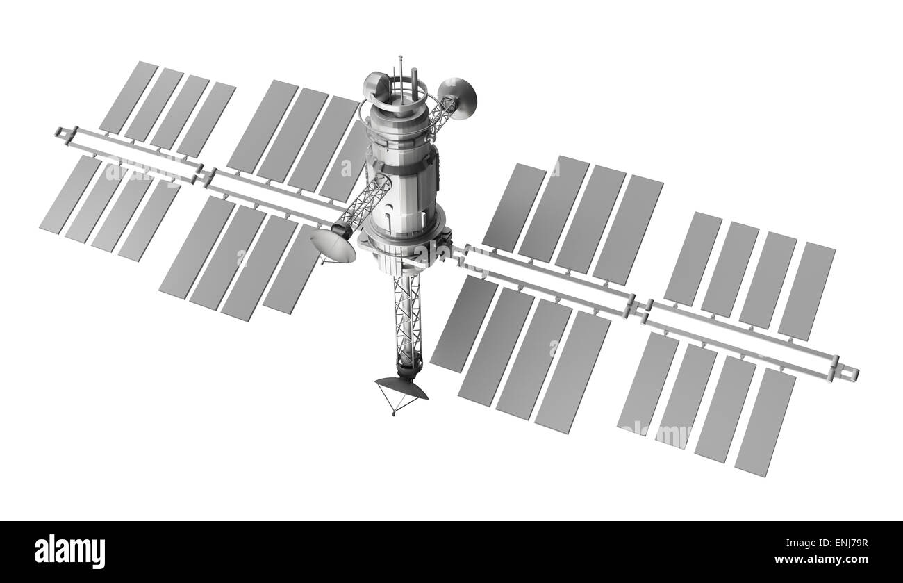 satellite isolated over white background Stock Photo - Alamy
