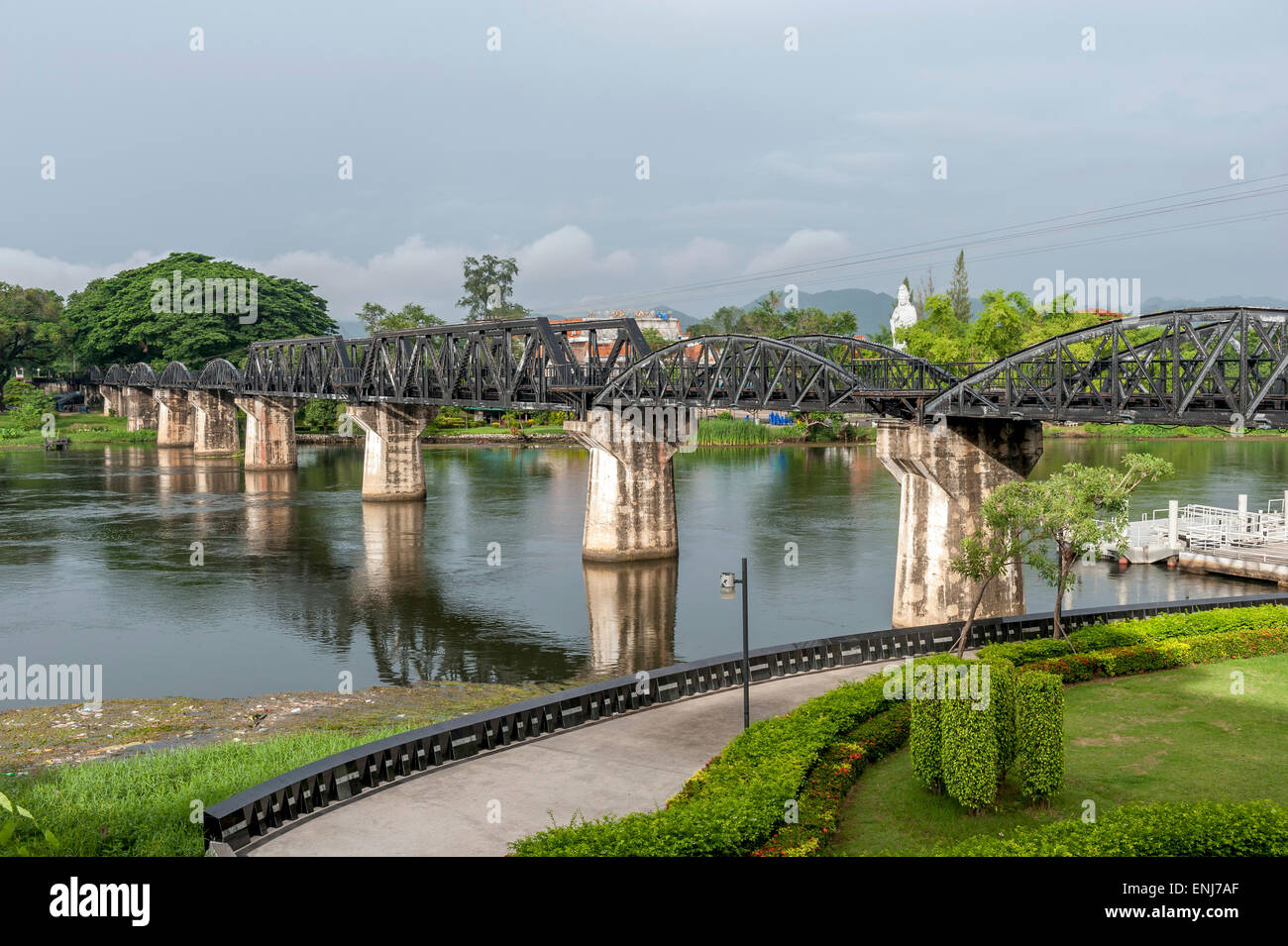 The bridge spanning the Mae Klong River. Kanchanaburi. Thailand Stock Photo