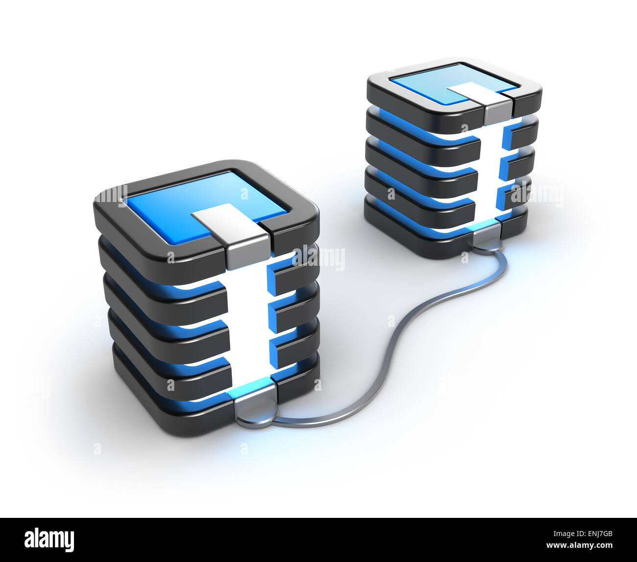 Mainframe servers connected to each other. On white background. Stock Photo