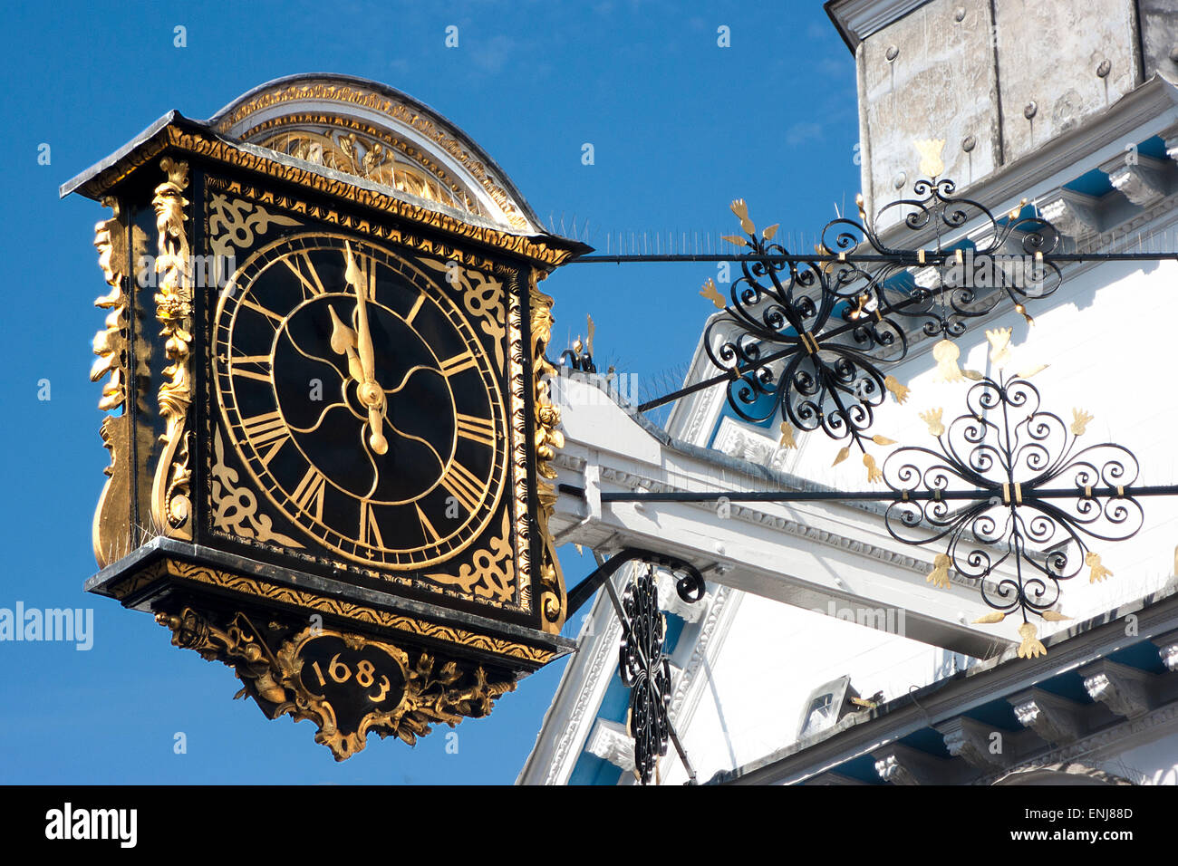 Old town clock, Guildford, Surrey Stock Photo