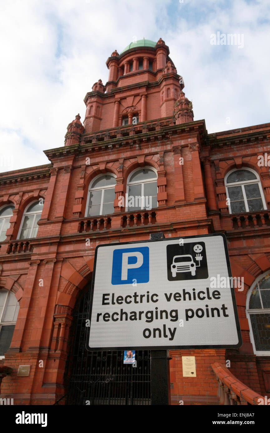 Electric car charging point outside Durham University offices Old Shire Hall Durham City Centre Stock Photo