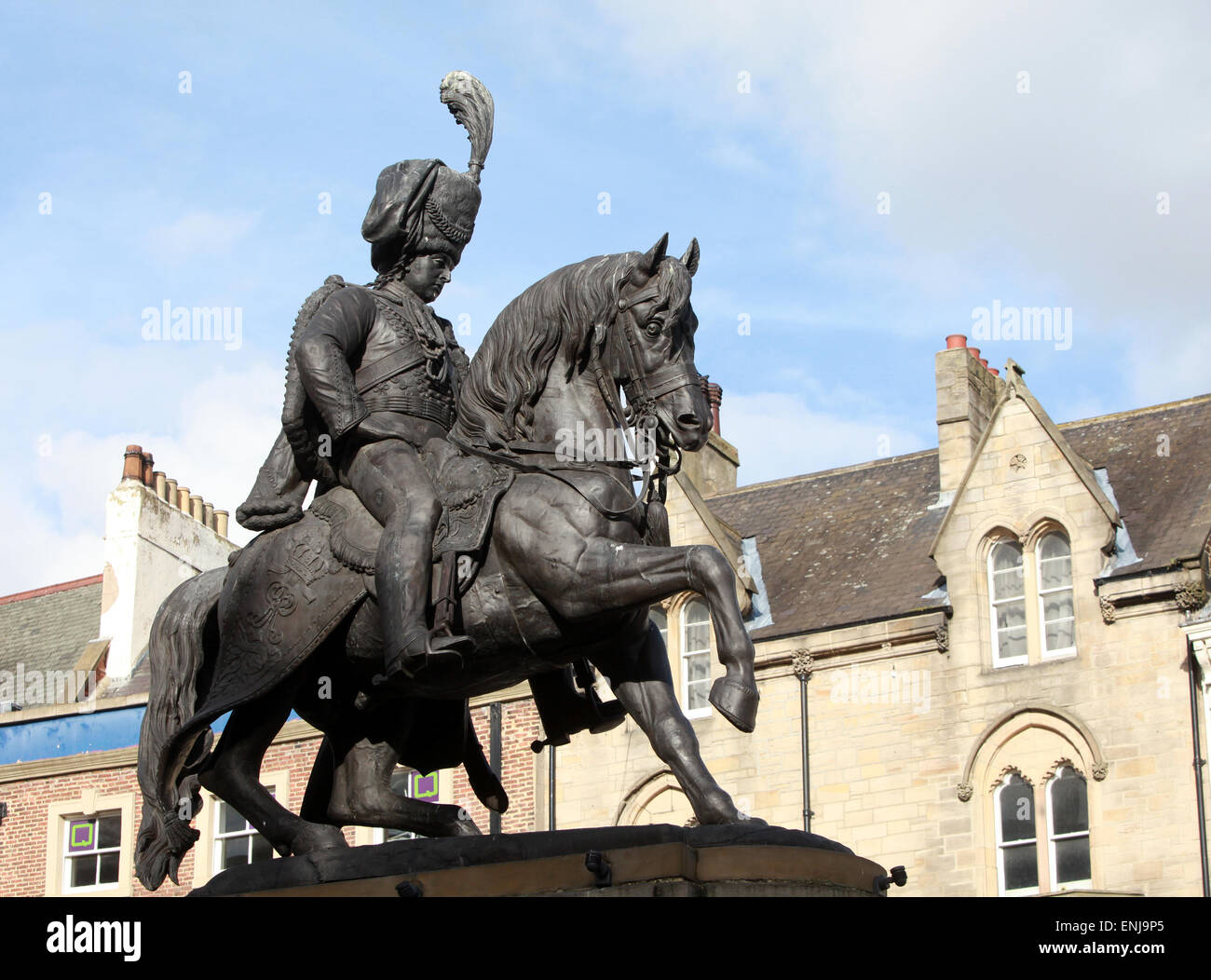 Statue of the Marquess of Londonderry, Clarles William Vane Tempest Stewart, in Durham Market Place, by artist Monti Raffaelle Stock Photo