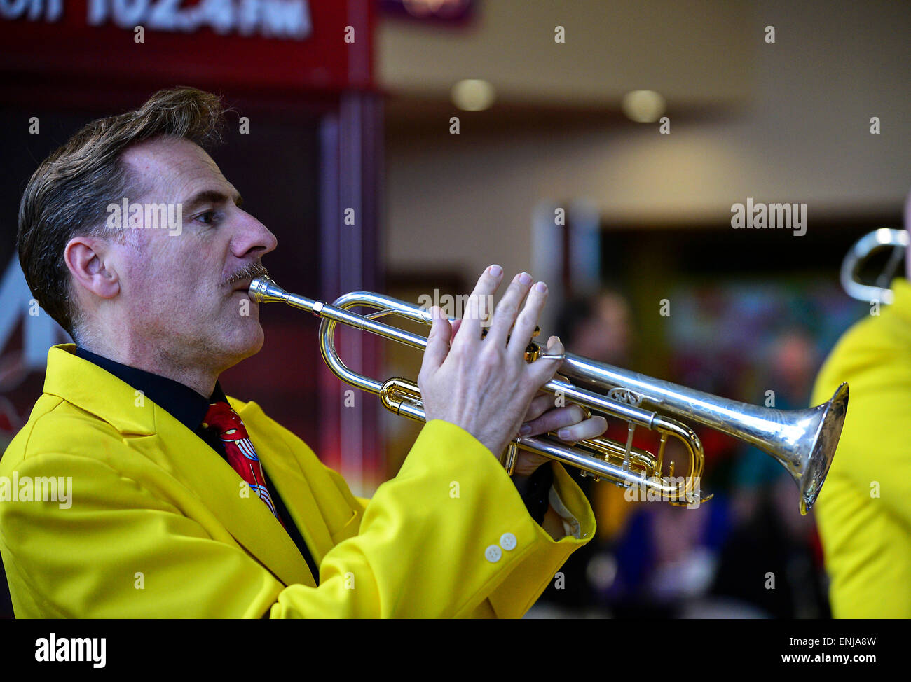 Ian Clarkson from the Jive Aces performing at the 2015 City of Derry Jazz Festival. Stock Photo