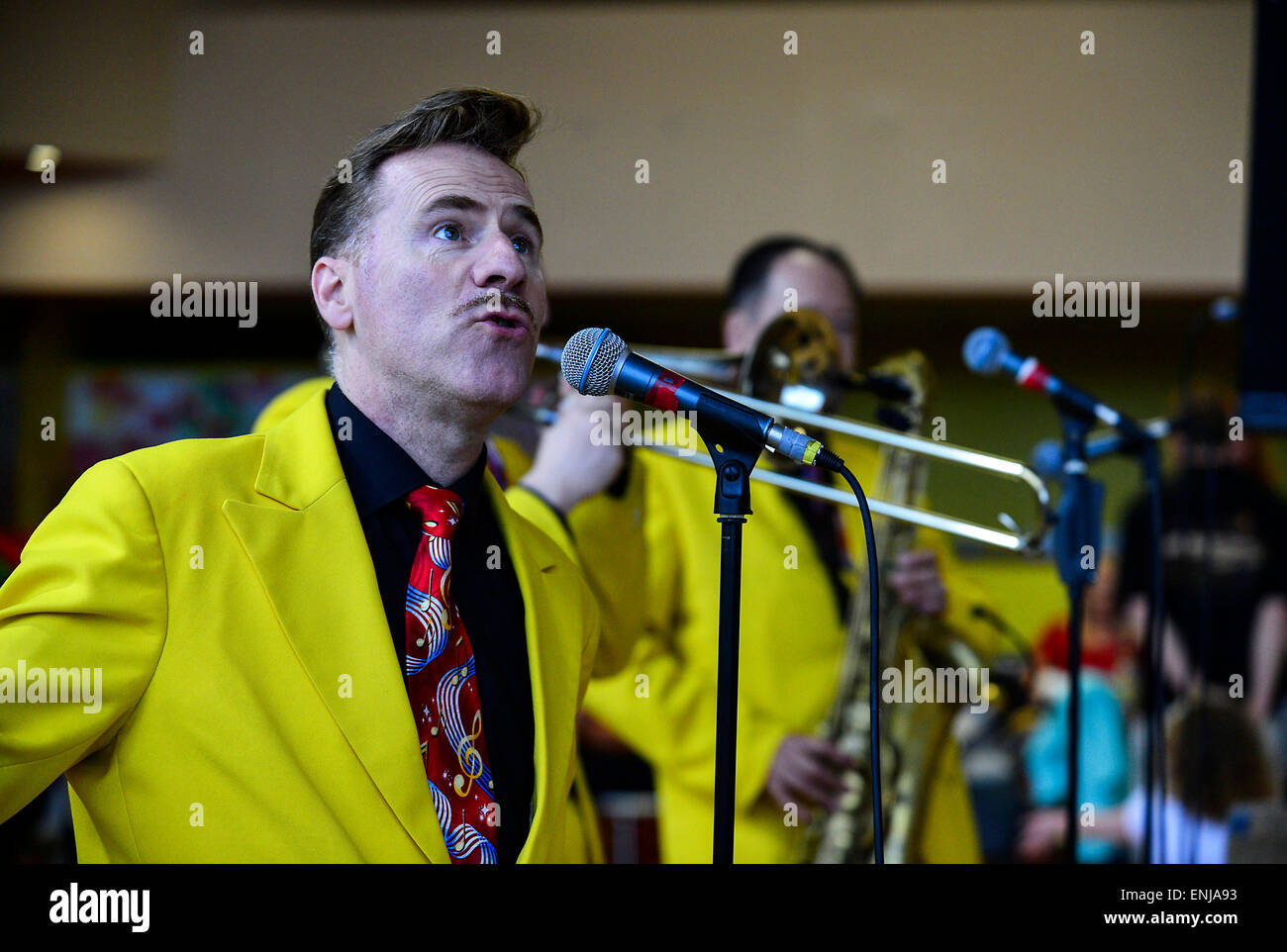 Ian Clarkson from the Jive Aces performing at the 2015 City of Derry Jazz Festival. Stock Photo