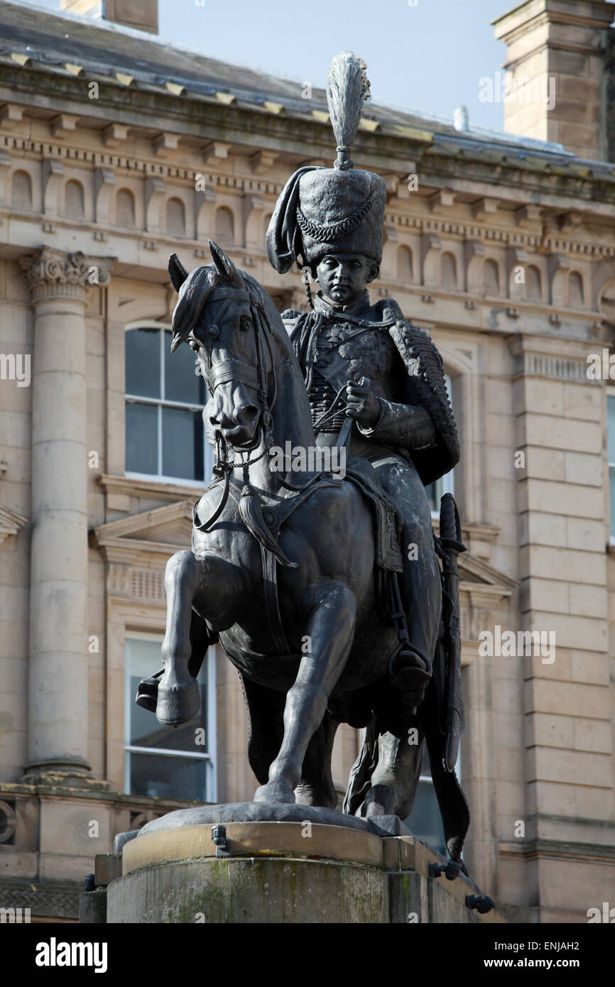 Statue of the Marquess of Londonderry, Clarles William Vane Tempest Stewart, in Durham Market Place, by artist Monti Raffaelle Stock Photo