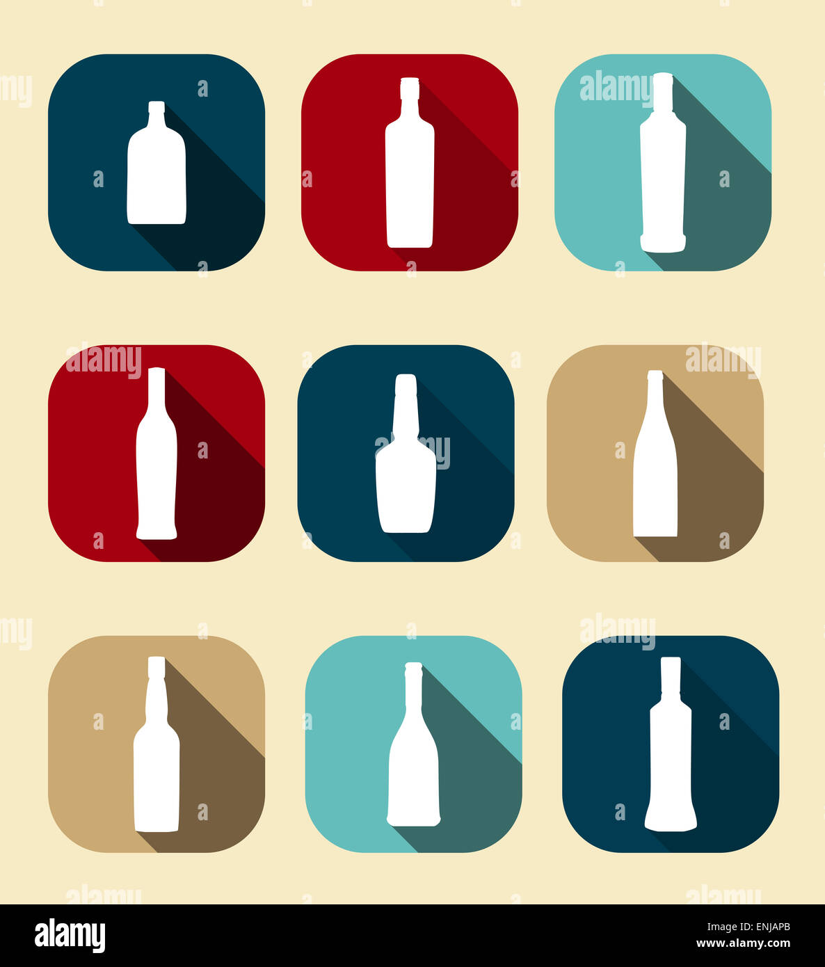 Modern Flat Dink Icon Set for Web and Mobile Application in Styl Stock Photo