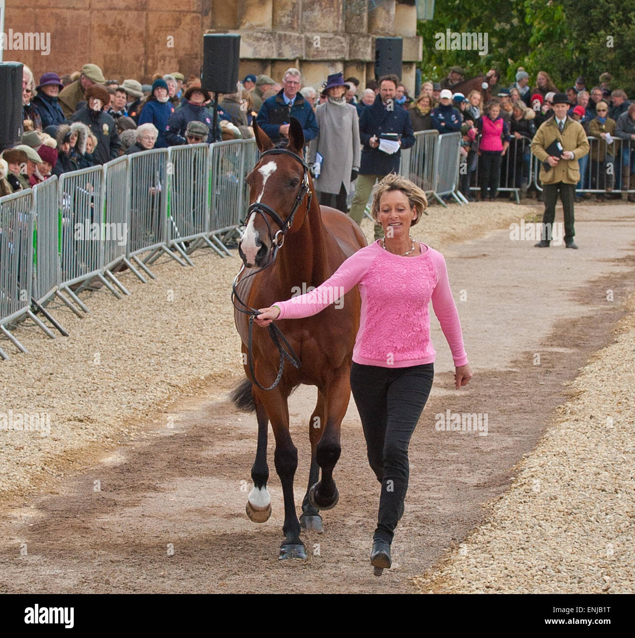 Badminton, Gloucestershire, UK. 6th May, 2015. Mary King showing Chequers Playboy at the First Horse Inspection at the 2015 Mitsubishi Badminton Horse Trials. Credit:  charlie bryan/Alamy Live News Stock Photo