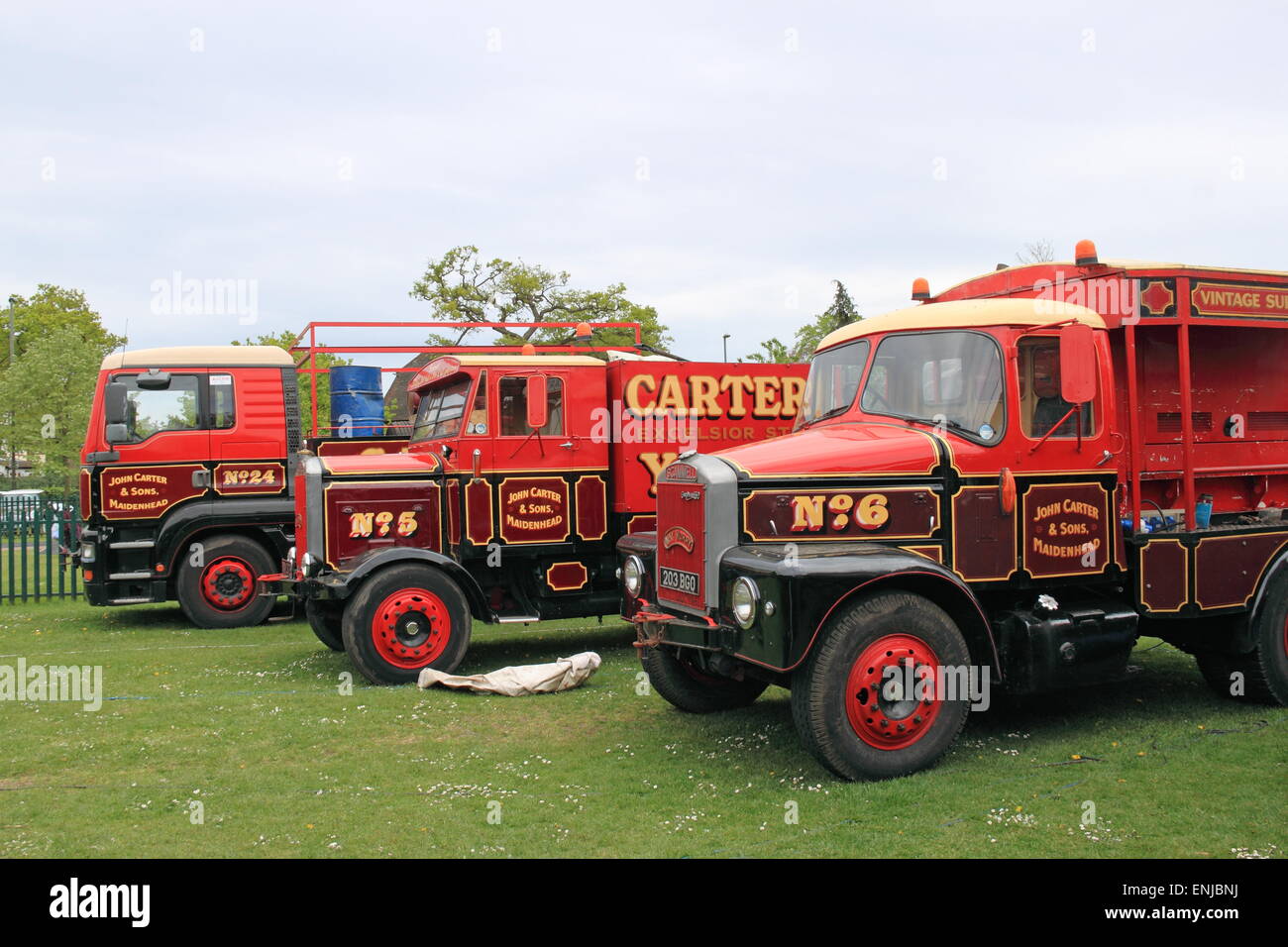 1944 and 1961 Scammell lorries, Carter's Steam Fair. Hersham Green, Surrey, England, Great Britain, United Kingdom, UK, Europe Stock Photo