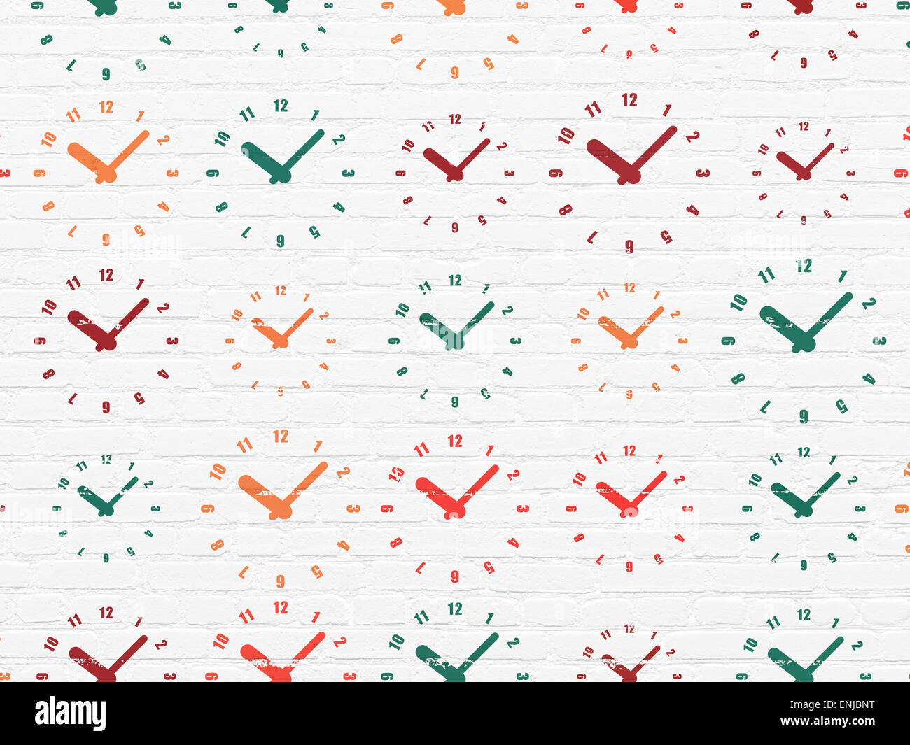 Time concept: Clock icons on wall background Stock Photo - Alamy