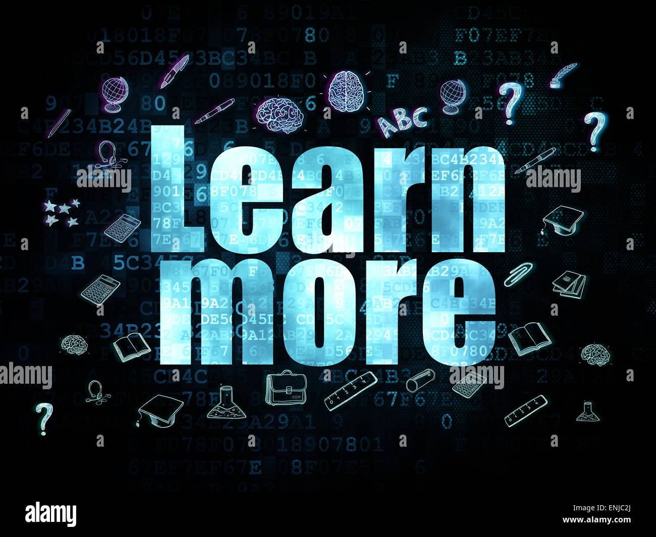 Education concept: Learn More on Digital background Stock Photo - Alamy