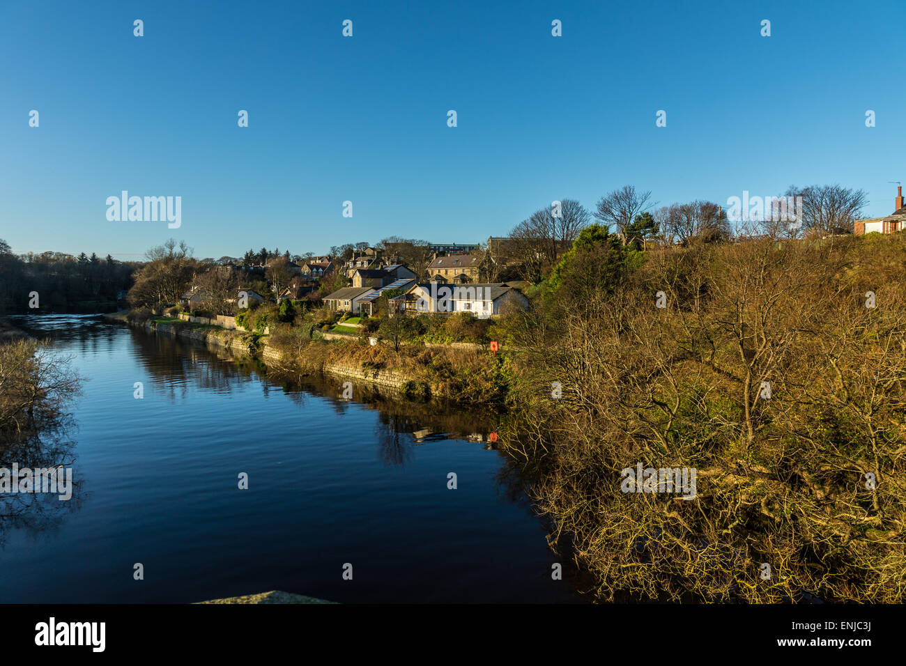 River Don looking upriver from the Bridge of Don in Aberdeen, Scotland