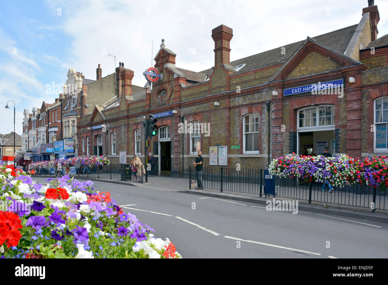 East Ham underground station entrance built on a road bridge above