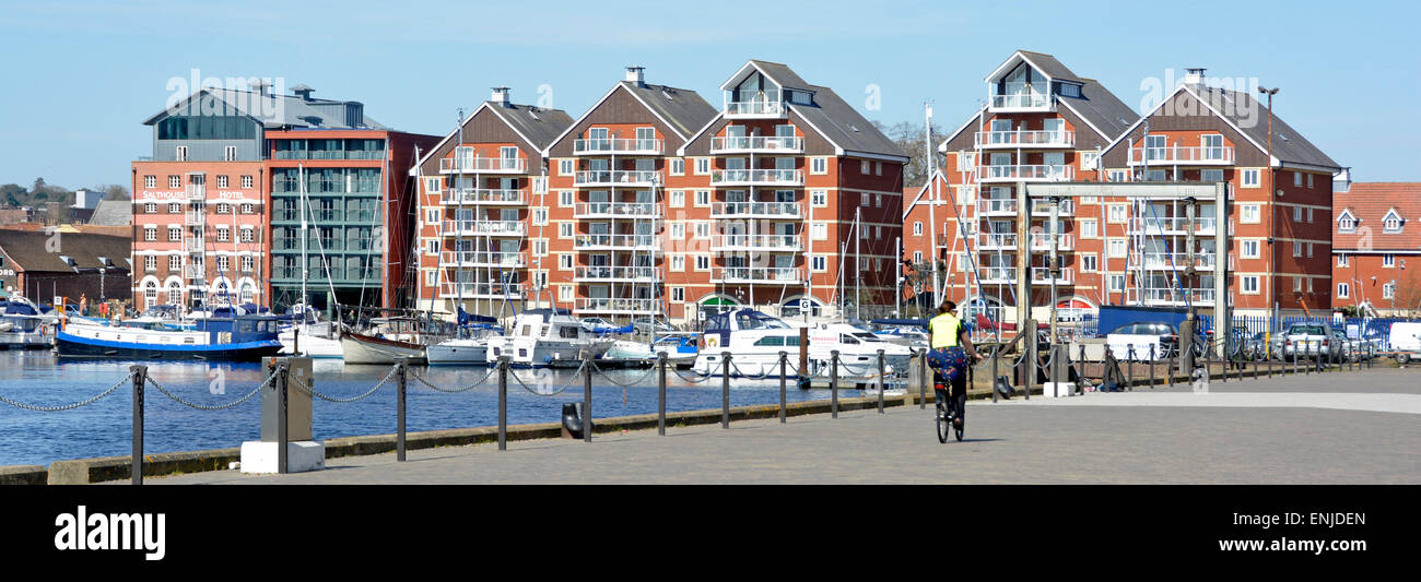 Panoramic view of modern apartments buildings with balconies
