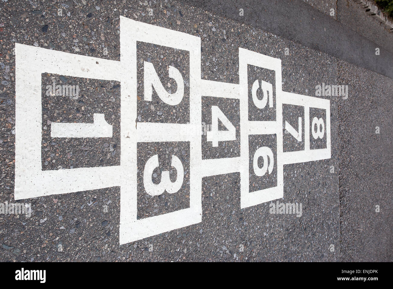 hop scotch numbers squares white paint tarmac path Stock Photo Alamy