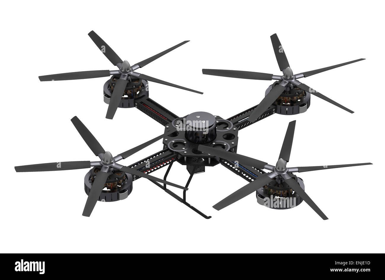 Drone professionnel quad copter avec caméra numérique au coucher du soleil  prêt à voler pour la surveillance. Gros plan du rotor UAV. Quatre lames  hélice drone Photo Stock - Alamy