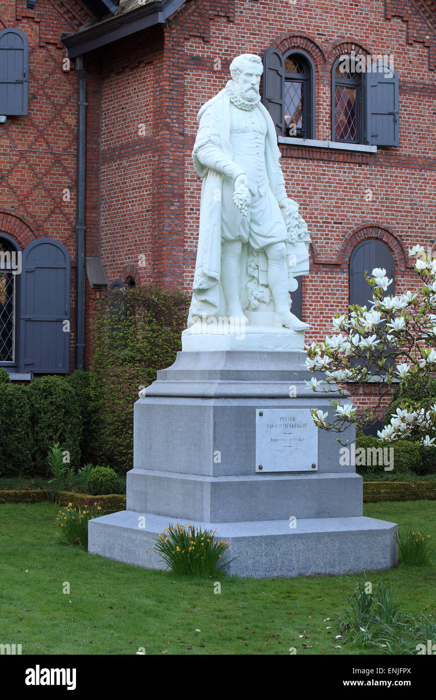 Statue of Peeter van Coudenberghe at the botanical gardens in Antwerp, Belgium Stock Photo