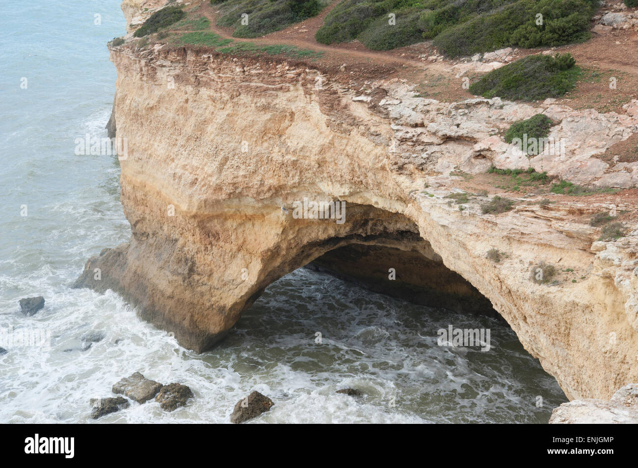 View of Benagil Sea Cave, Benagil, Algarve, Portugal. Stock Photo