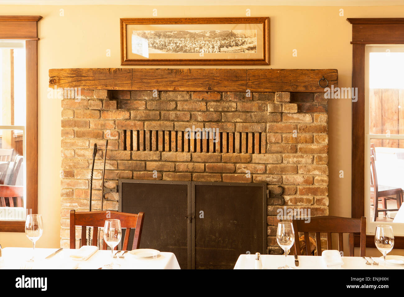 Fireplace In The Brothers Restaurant At The Red Barn Santa Ynez