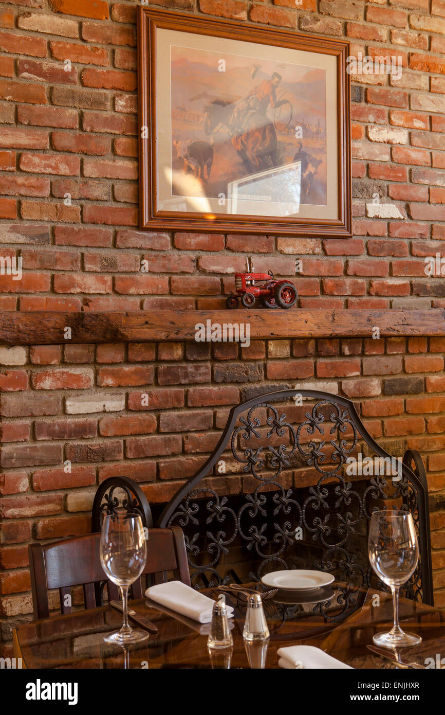 fireplace in the Brothers Restaurant at the Red Barn, Santa Ynez, California, United States of America Stock Photo