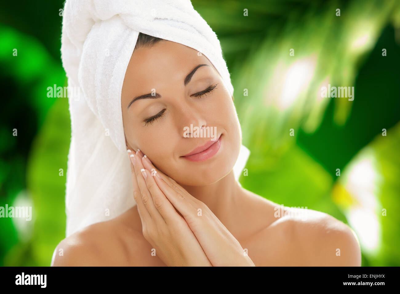 portrait of young beautiful woman in spa environment Stock Photo - Alamy