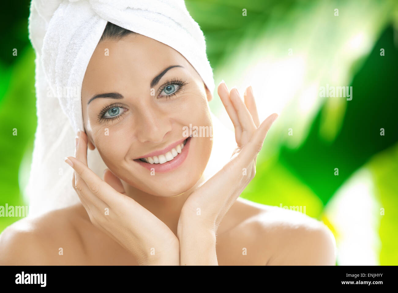 portrait of young beautiful woman in spa environment Stock Photo - Alamy