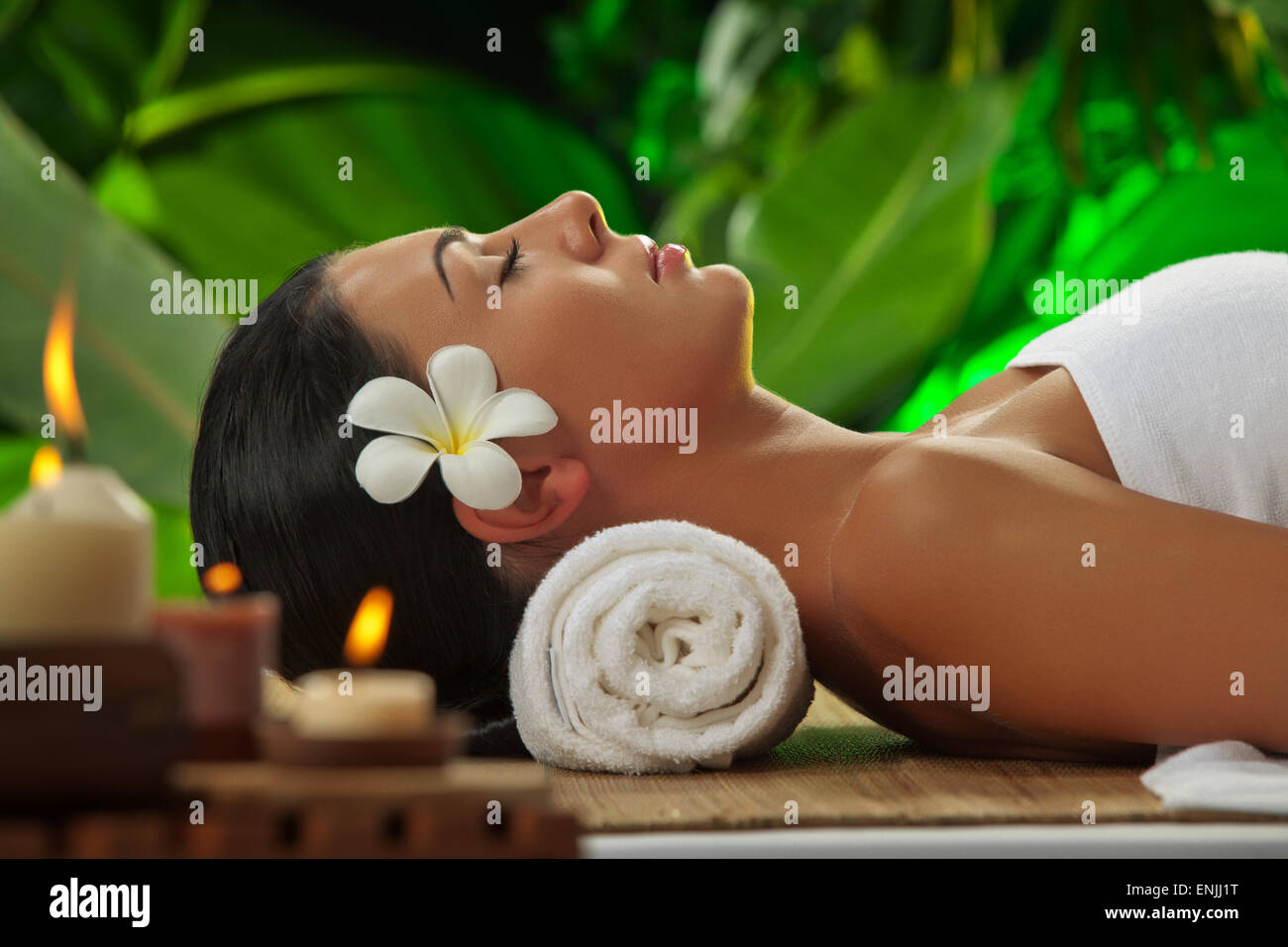 portrait of young beautiful woman in spa environment Stock Photo - Alamy