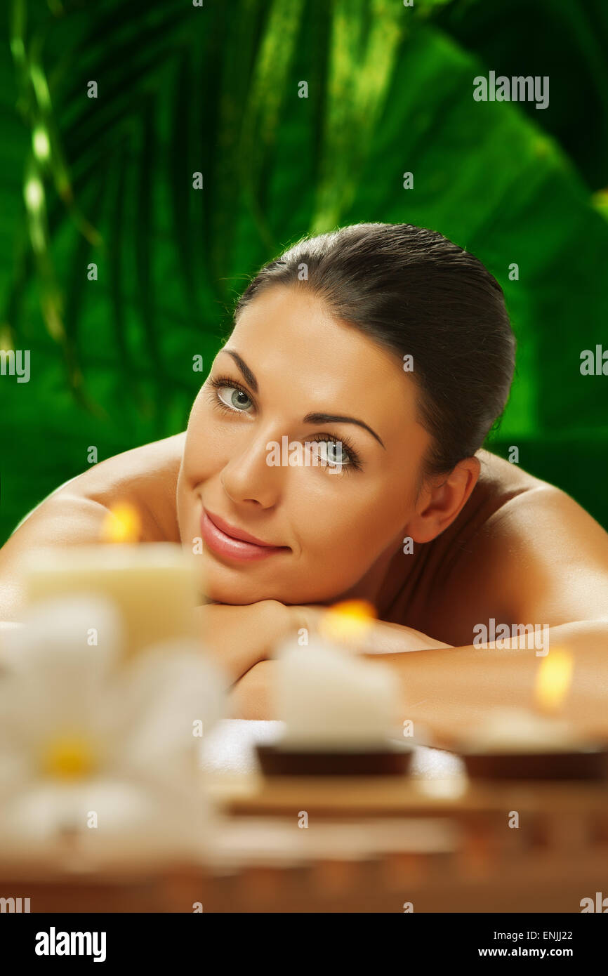 portrait of young beautiful woman in spa environment Stock Photo - Alamy
