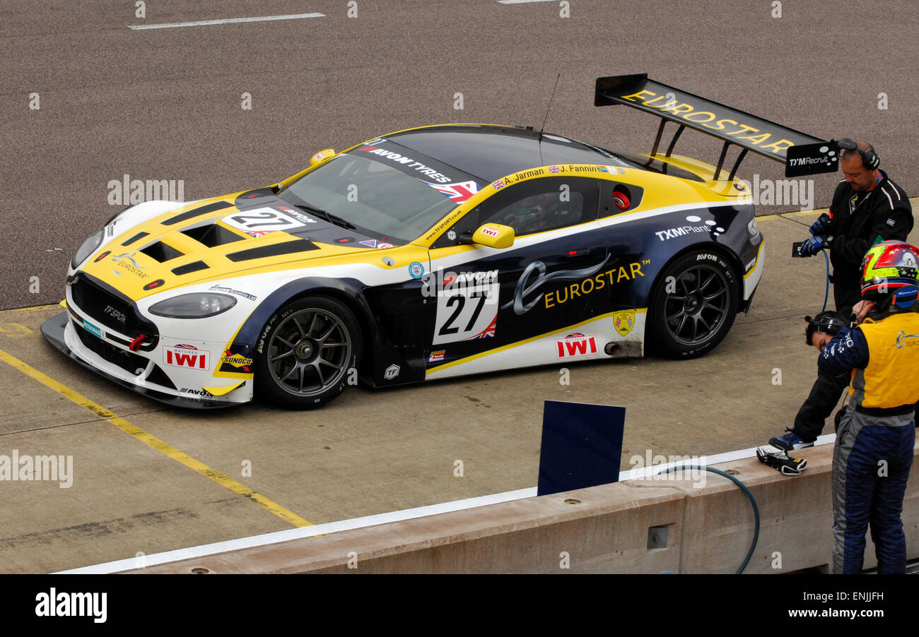 British GT racing car in the pits pitlane at Rockingham racing Stock ...