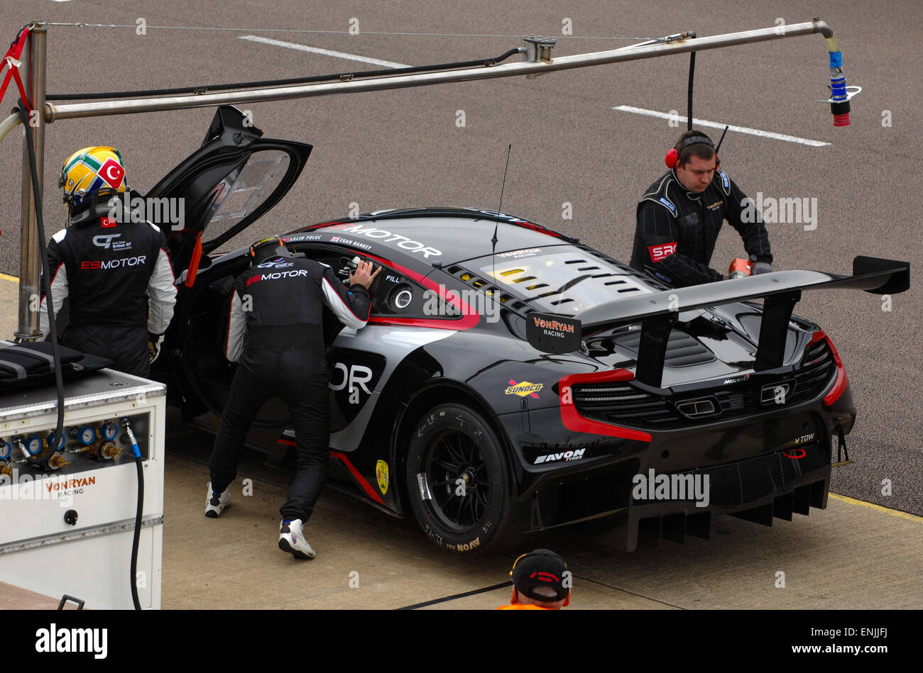 British GT racing car in the pits pitlane at Rockingham racing Stock ...
