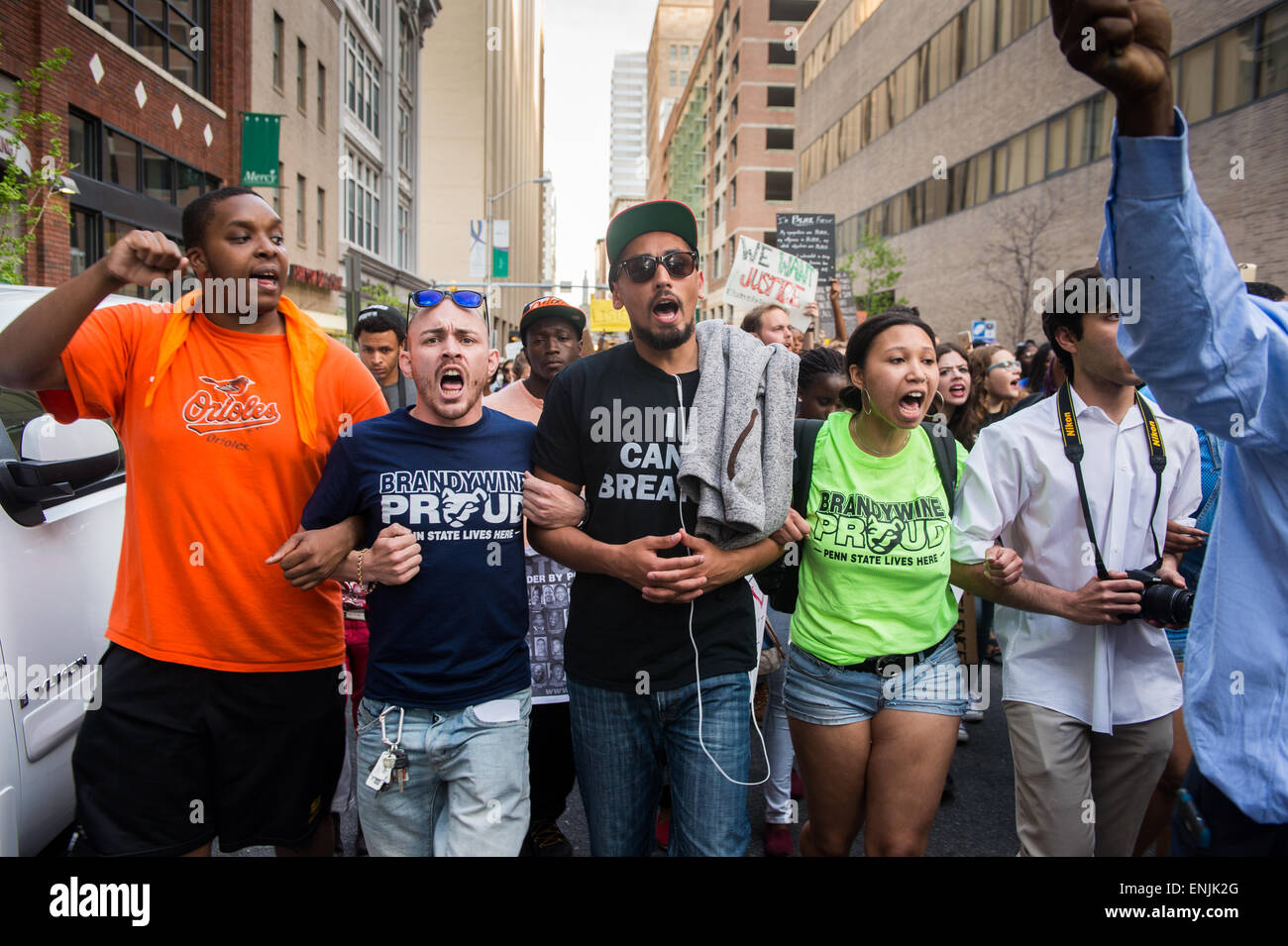 BALTIMORE, MARYLAND - Demonstrators take to the streets of downtown ...