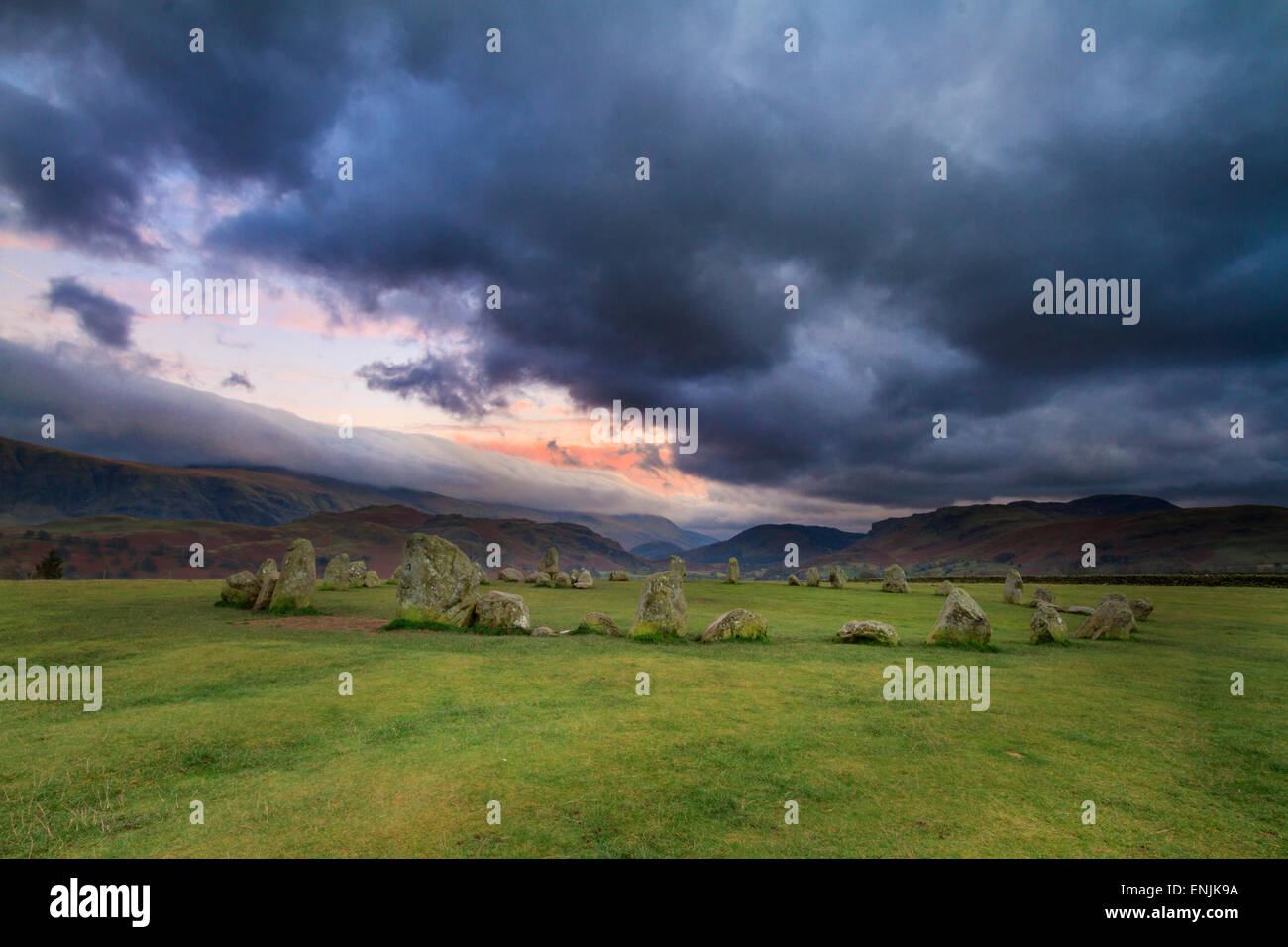 Castlerigg Stone Circle is situated near Keswick in the Lake District UK Stock Photo