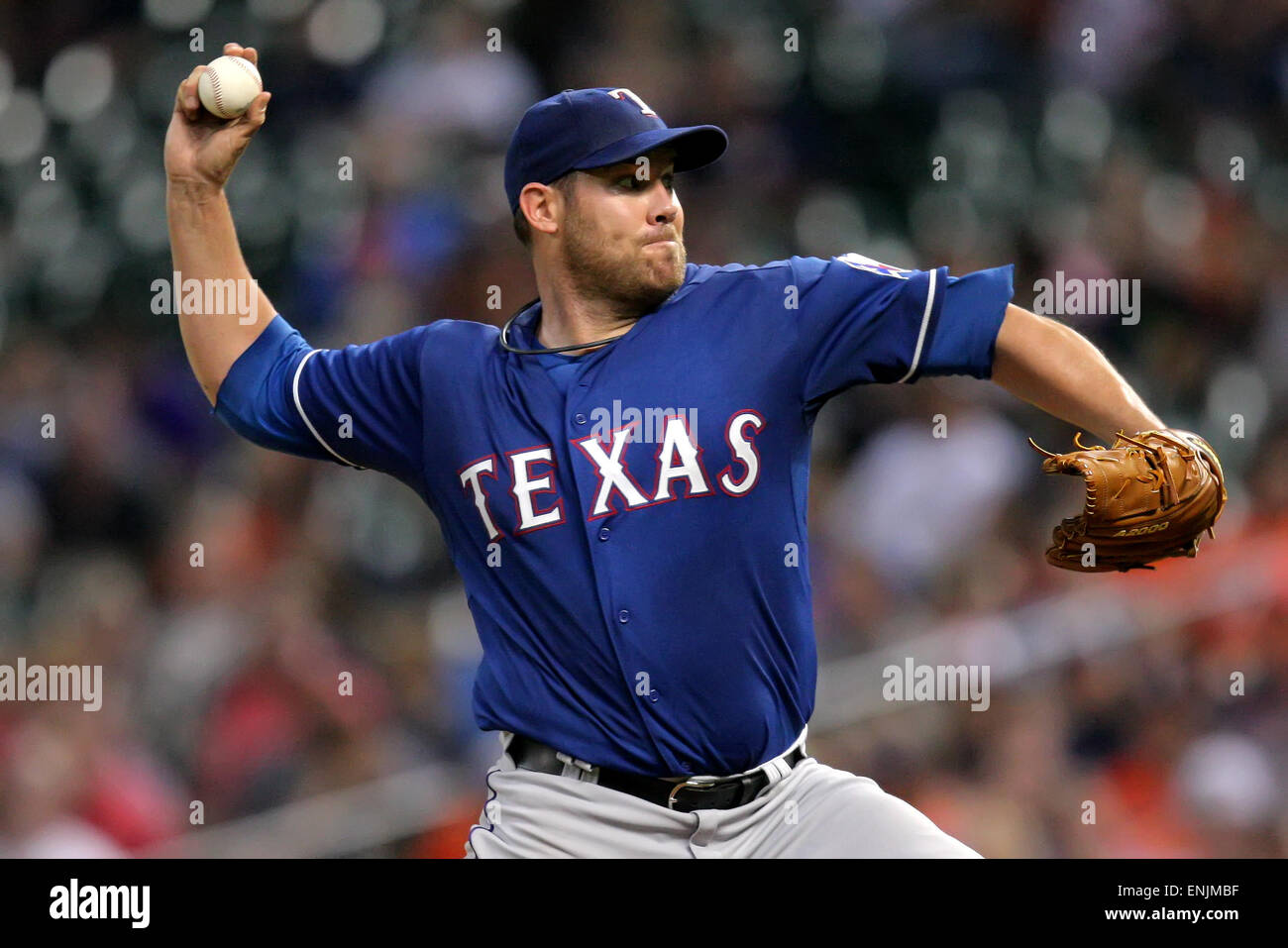 Houston, TX, USA. 06th May, 2015. Texas Rangers starting pitcher Colby ...