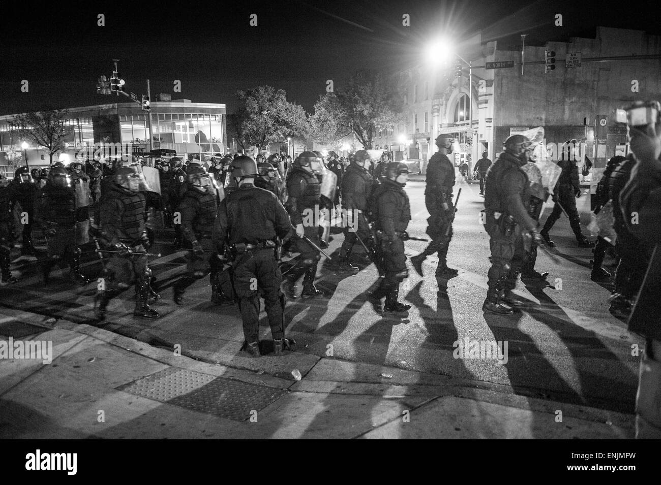 BALTIMORE, MARYLAND Riot police controlling crowds at Penn and North