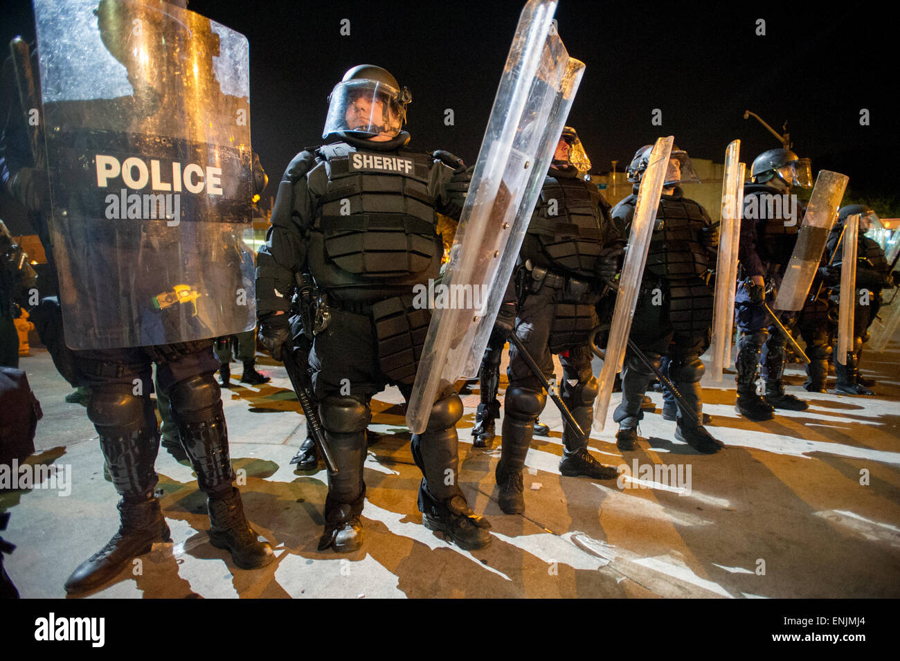 Military Baltimore Riot BALTIMORE, MARYLAND - Riot police controlling crowds at Penn and North ...