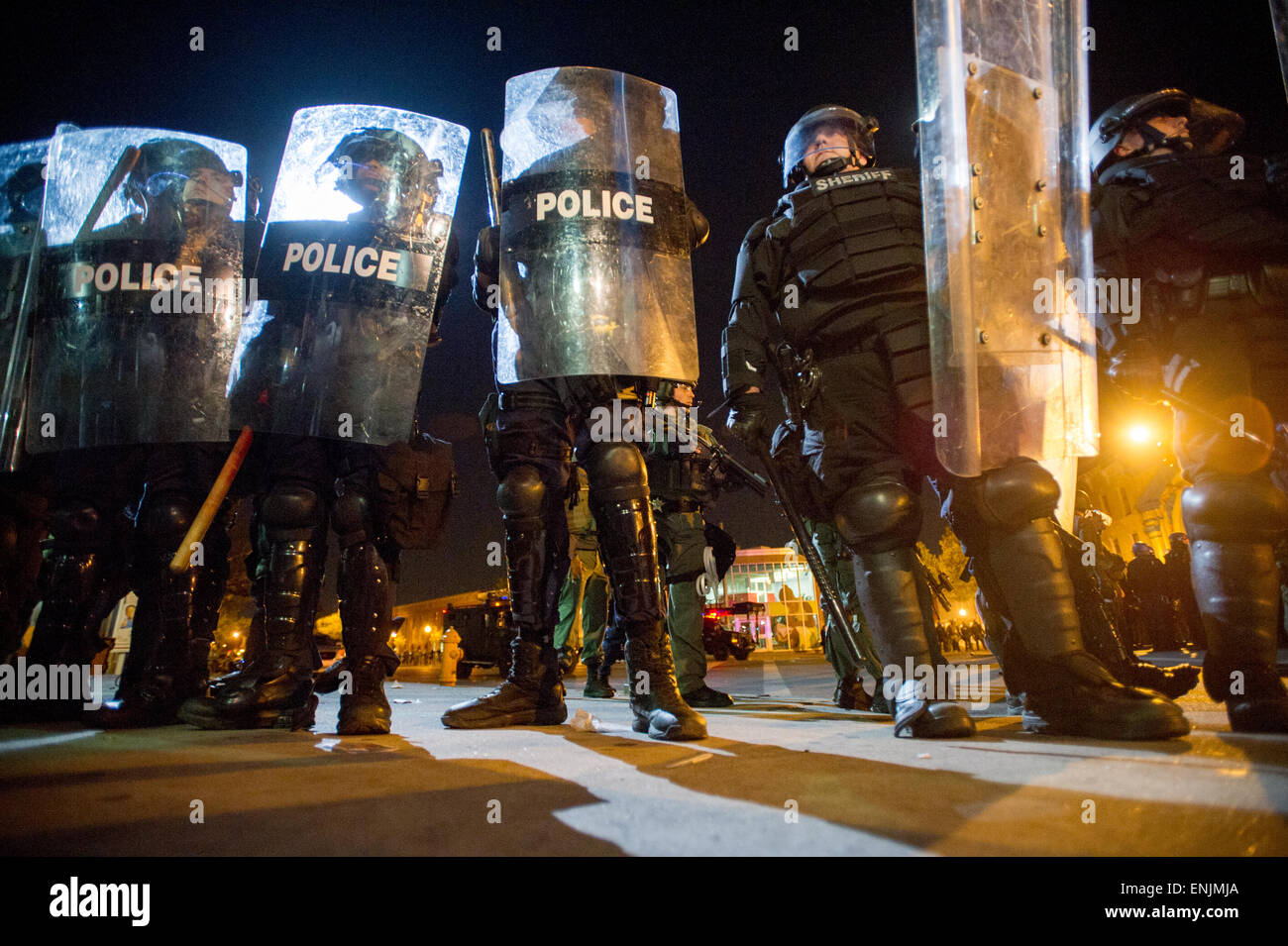 Military Baltimore Riot BALTIMORE, MARYLAND - Riot police controlling crowds at Penn and North ...