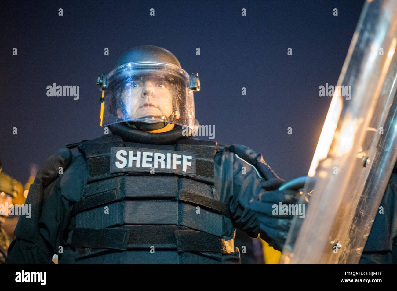 BALTIMORE, MARYLAND - Riot police controlling crowds at Penn and North ...