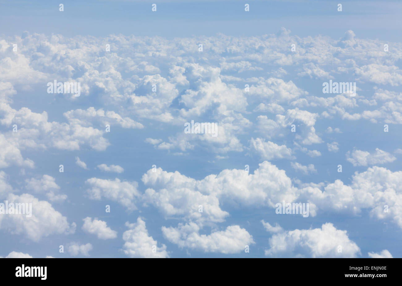 Blue sky with clouds background. View from airplane Stock Photo - Alamy