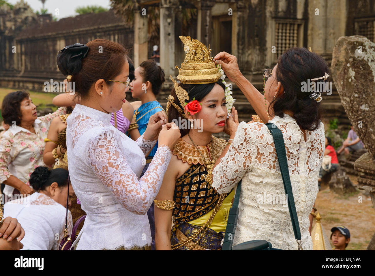 Apsara dancers preparing for a show at Angkor Wat in Siem Reap ...