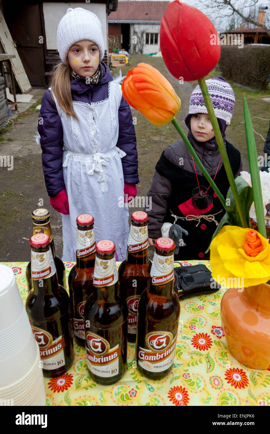 Refreshments at the carnival, children Czech village Stock Photo