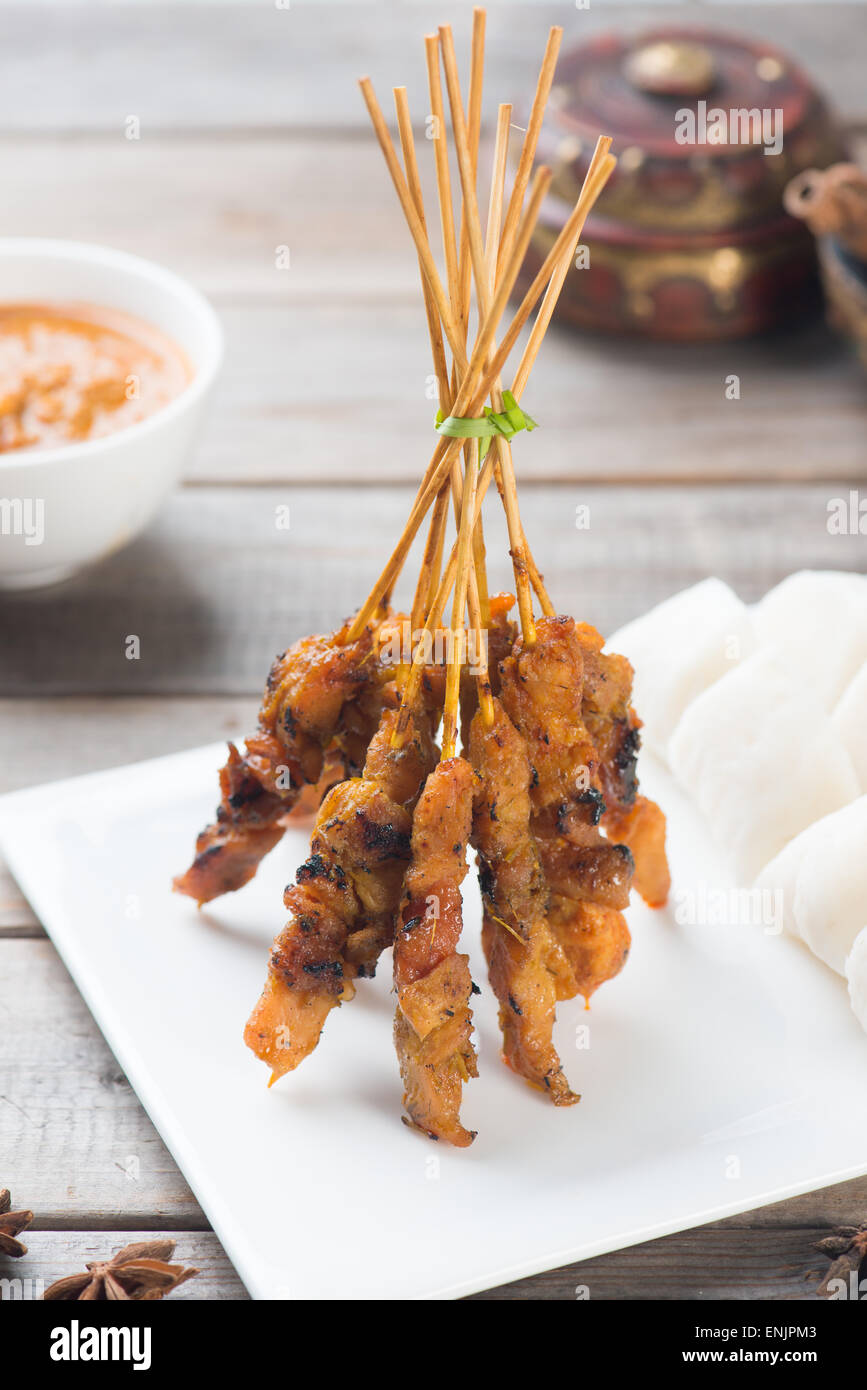 delicious malaysian satay with curry sauce Stock Photo Alamy