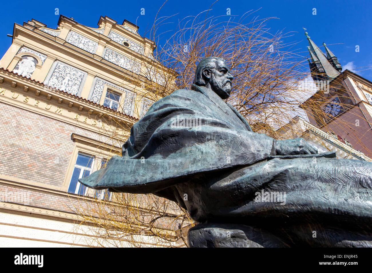 Statue of Czech composer in front of Bedrich Smetana Museum Prague, Czech Republic Smetana composer Stock Photo