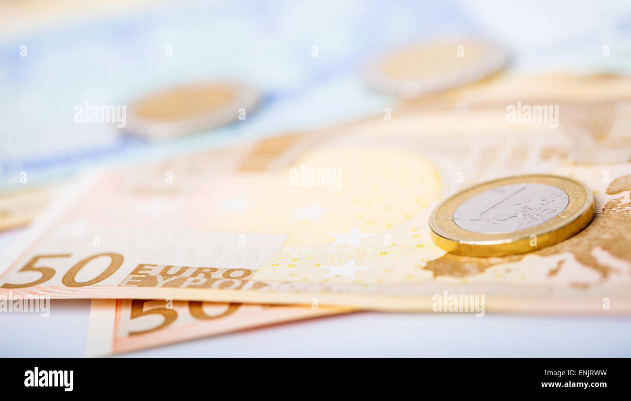 Euro money: closeup of banknotes and coins Stock Photo - Alamy