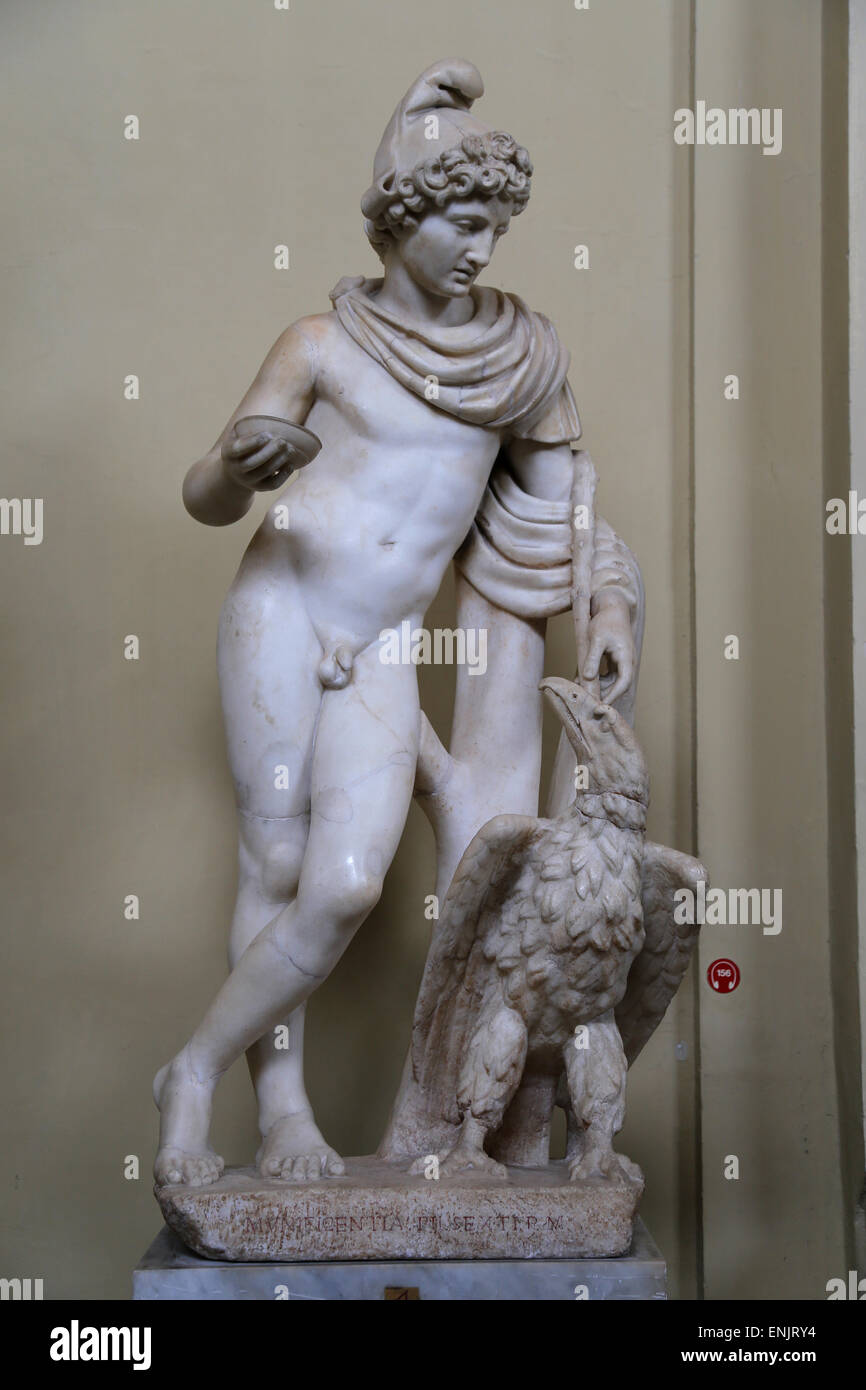 Ganymede and the Eagle. Marble. 2nd century AD. Vatican Museums. Chiaramonti. Stock Photo