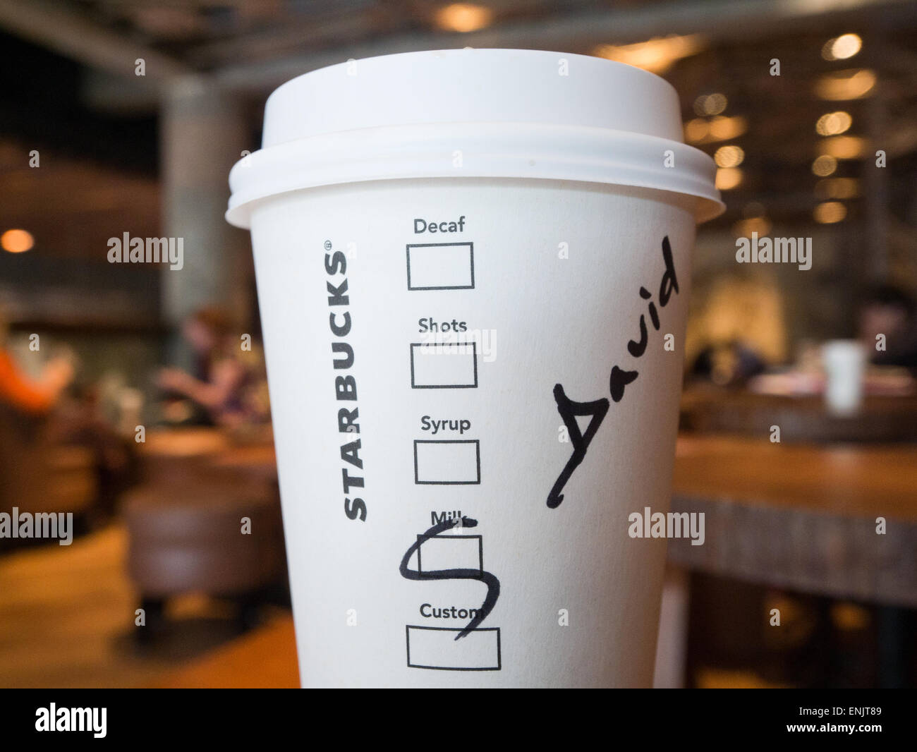 Starbucks Coffee Cup Name Stock Photos & Starbucks Coffee Cup Name