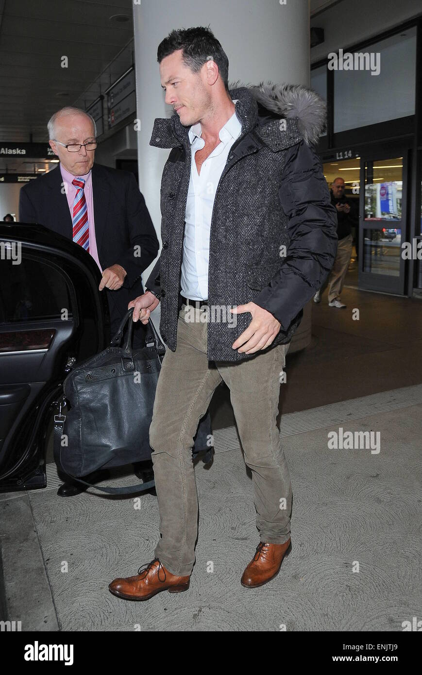 Luke Evans arrives at Los Angeles International (LAX) airport  Featuring: Luke Evans Where: Los Angeles, California, United States When: 01 Nov 2014 Stock Photo